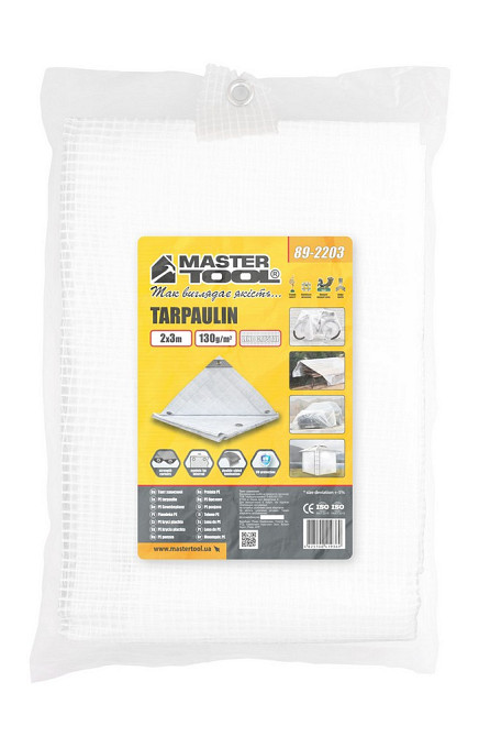 Тент универсальный армированный MASTERTOOL TARPAULIN 2 × 3 м 130 г/м² Leno Crystal 89-2203 Харьков - изображение 8