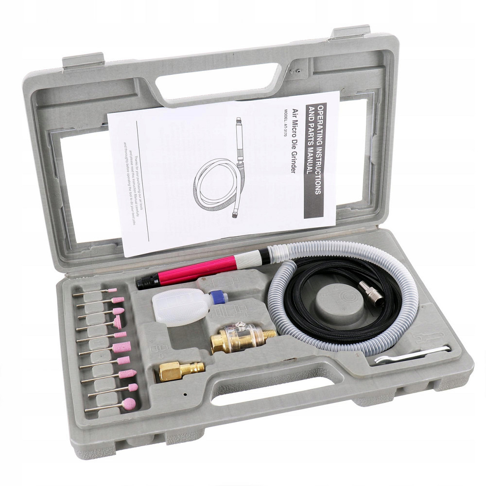 Зачистная машинка (гравёр) пневматическая с комплектом шлифовальных камней AIRKRAFT AT-010K Харьков - изображение 3