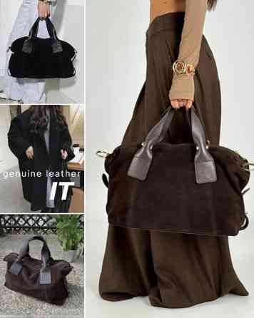 Італійська замшева шоколадна сумка велика сумка натуральний замш TS00431 Луцьк