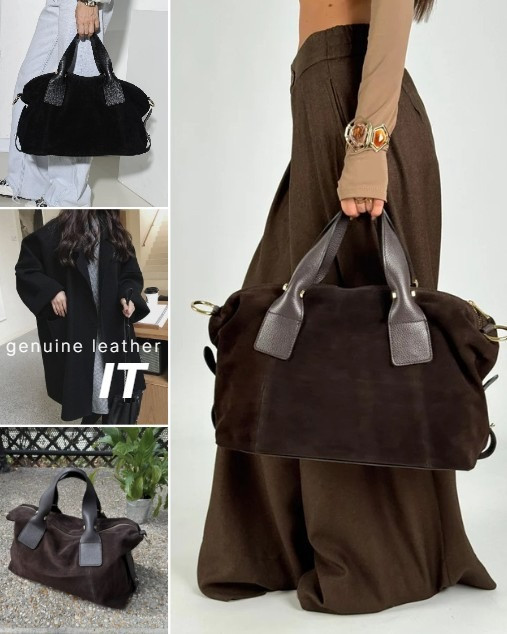 Італійська замшева шоколадна сумка велика сумка натуральний замш TS00431 Луцьк - зображення 1