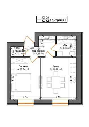 продажа 1-к квартира Киево-Святошинский, Гатное, 38700 $ 