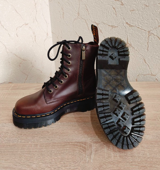 Ботинки Dr. Martens Vegan Jadon Ii Cherry Red Oxford Rub Off 39р/27 см Роздільна - зображення 5