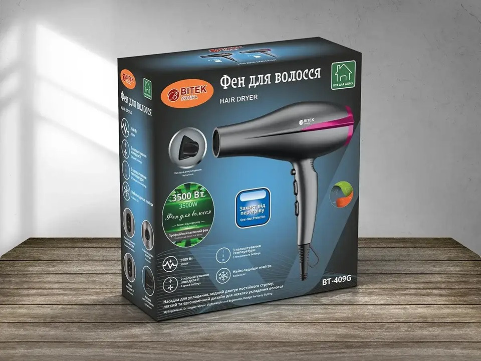 Фен Bitek BT-409G 3500 Вт серый Киев - изображение 2