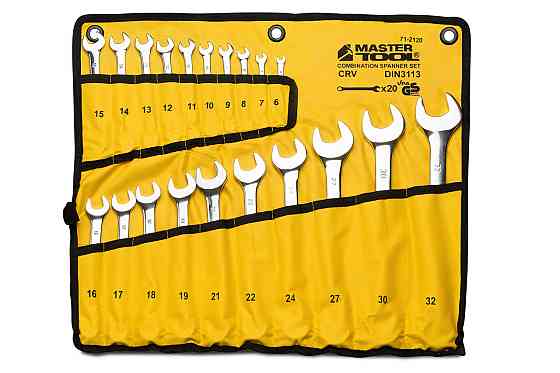 Ключи комбинированные MASTERTOOL SATIN FINISH набор 20 шт (6–19/21/22/24/27/30/32 мм) CrV DIN 3113 в Харків
