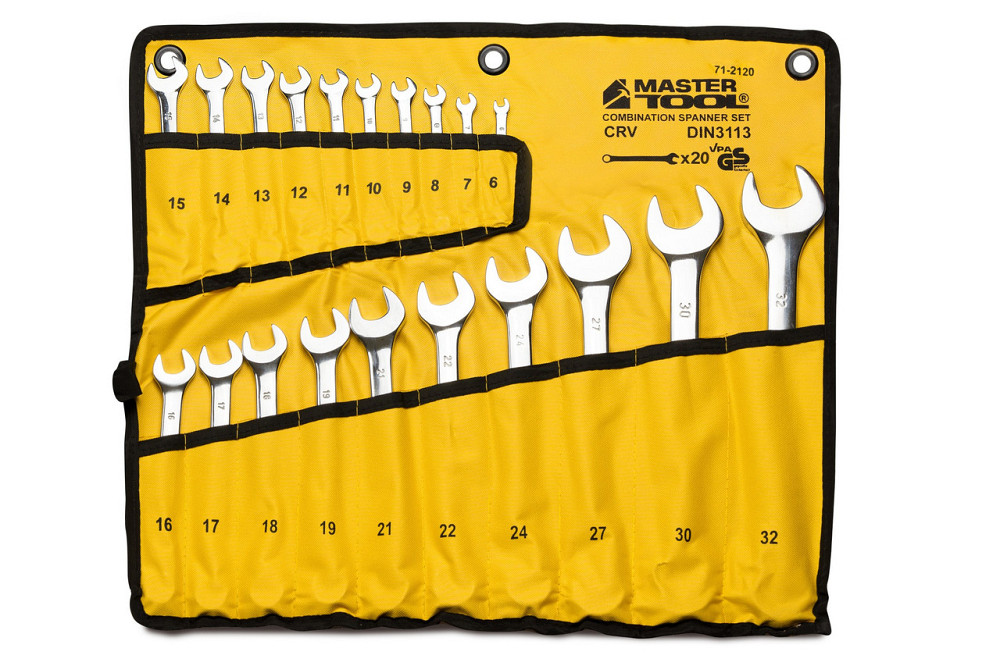 Ключи комбинированные MASTERTOOL SATIN FINISH набор 20 шт (6–19/21/22/24/27/30/32 мм) CrV DIN 3113 в Харків - зображення 2